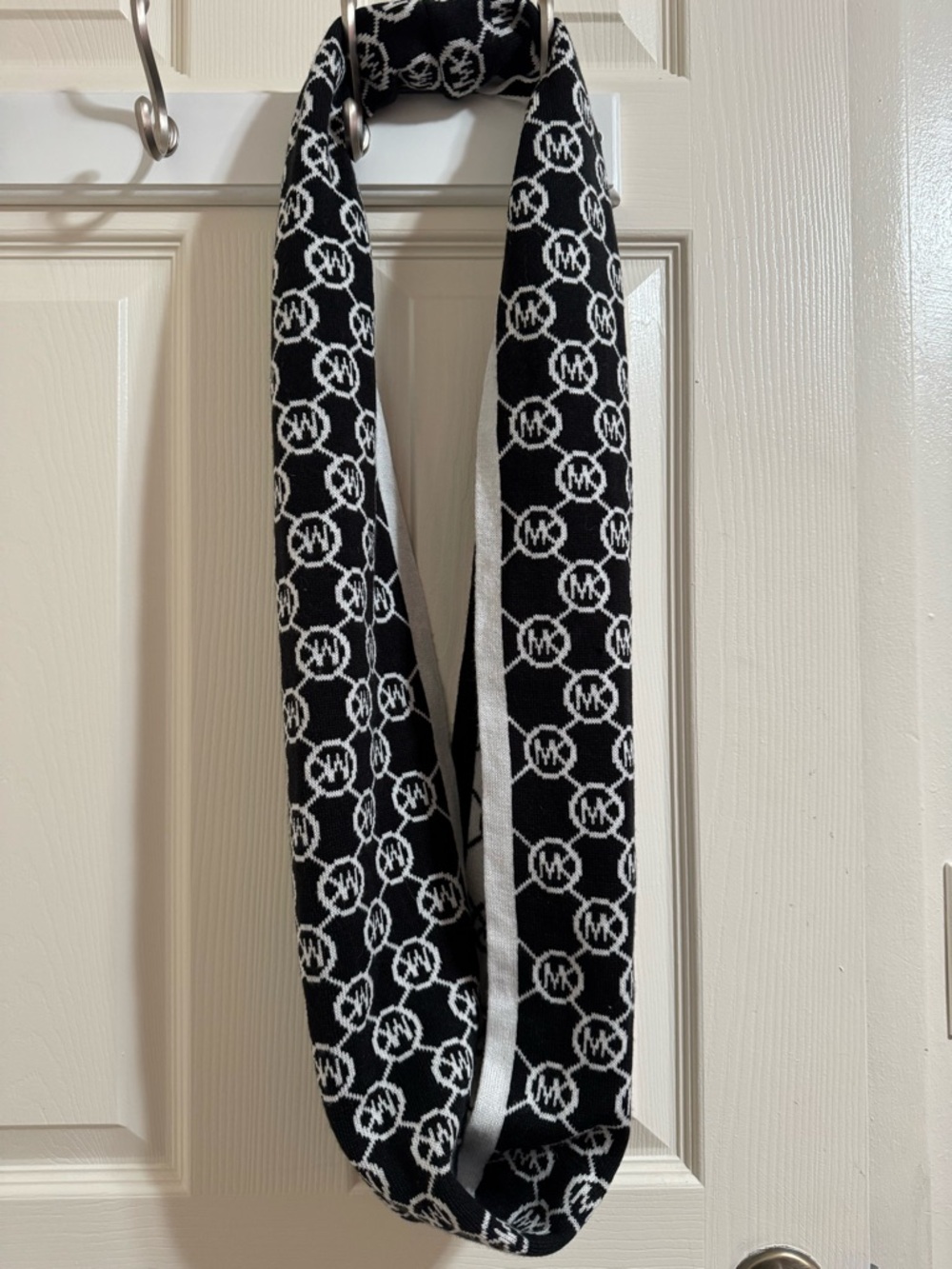 Michael Kors Black & White MK Logo Infinity Scarf